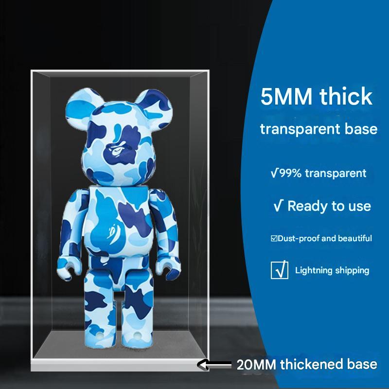 One-Piece Clear Acrylic Display Case for Bearbrick Figures No-Assembly Dustproof Cover