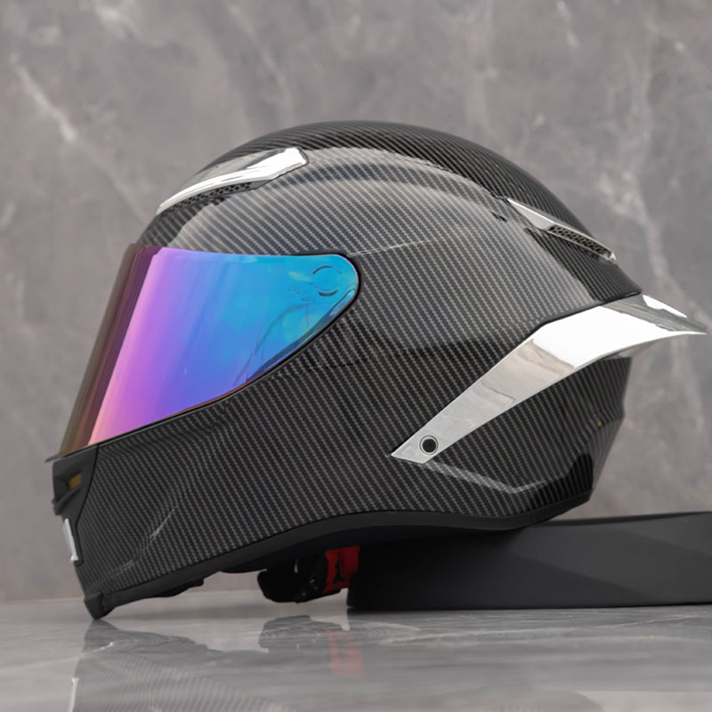 Future Serie / Carbon Fiber Pattern Plated Full Face Helmet Motorcycle All-Season DOT 3C Approve