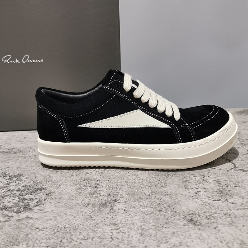 RO 22SS Correct Edition Leather Low-Top Shoes Dark Suede Black Rick Owens