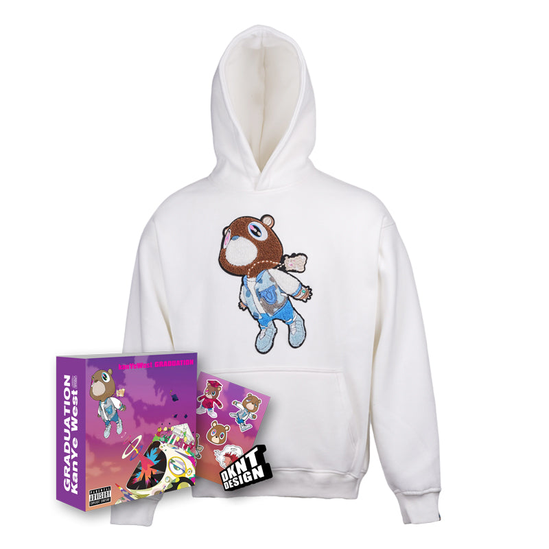 KANYE Dropout Bear Graduation Hoodie - 24FW Towel Embroidery Heavyweight