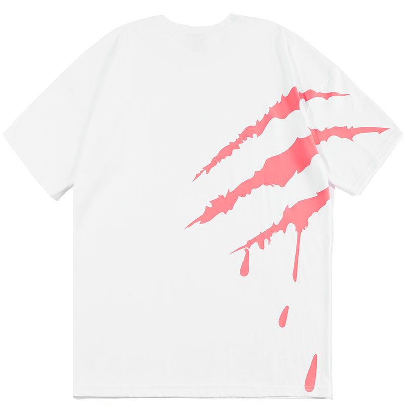 SUAMOMENT BloodClaw Loose Fit Tee Claw Marks Foil Print Couples' Casual