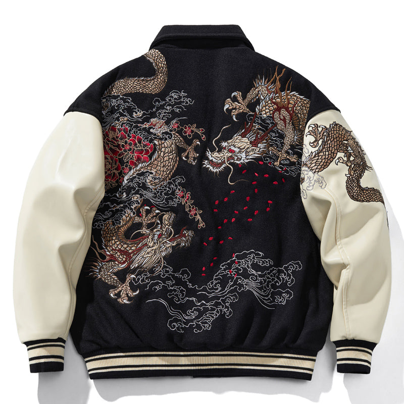 24SS NewYear Dragon Embroidered Heavyweight Dragon Streetwear/ Baseball Jacket