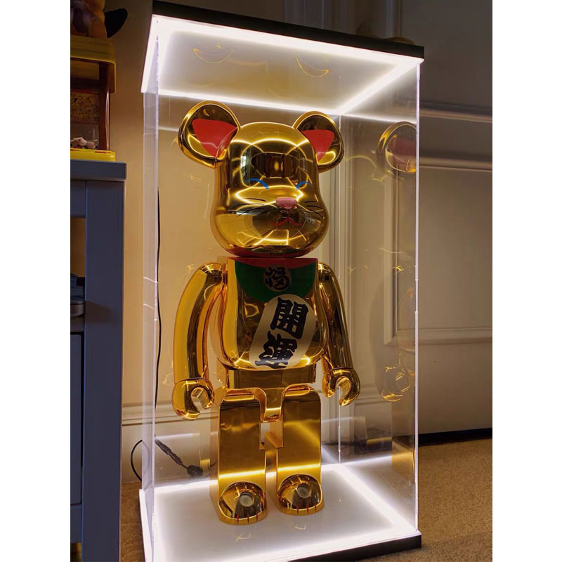 One-Piece Clear Acrylic Display Case for Bearbrick Figures No-Assembly Dustproof Cover