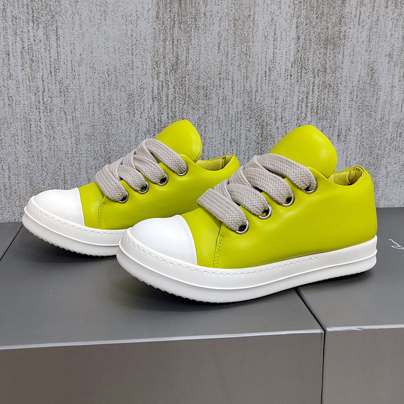 RO Rick Owen Leather Platform Bread Sneakers BAPESTALOW Padded Shoes Inflatable