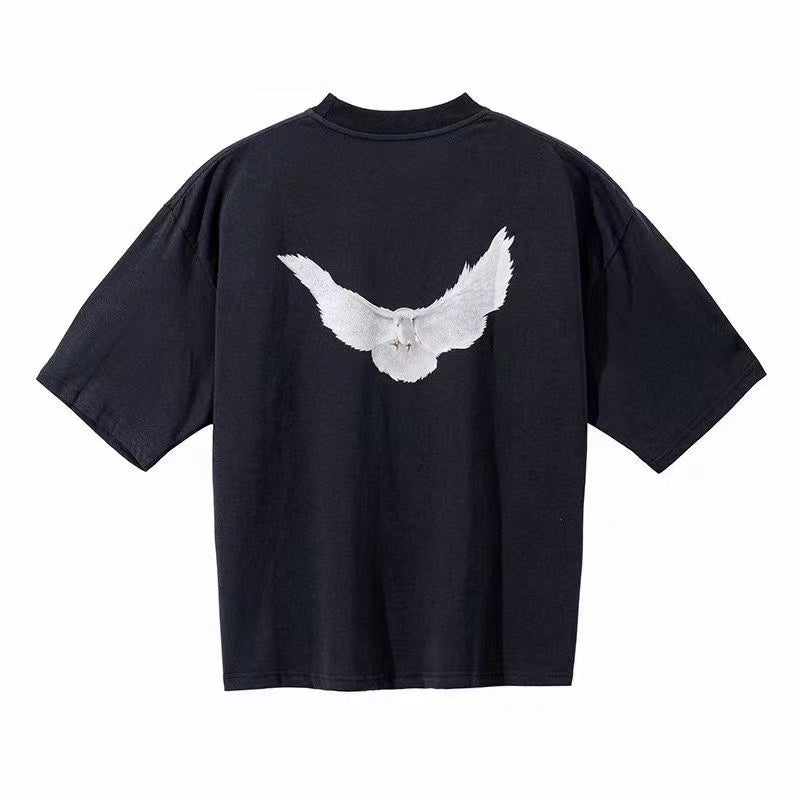 Kanye YEEZY X Peace Dove Short Sleeve High Street Vintage Heavyweight Loose Fit