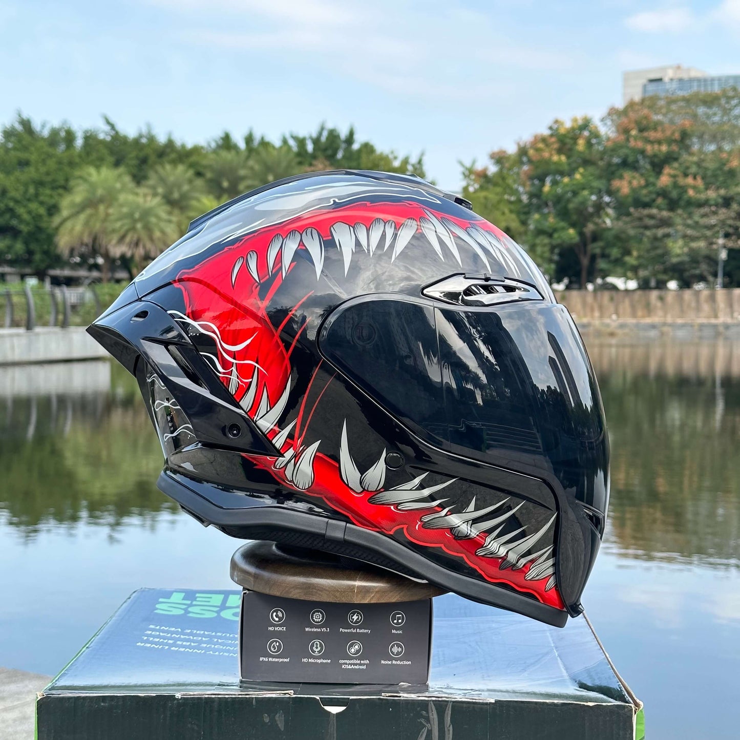 Mecha NBTK Full-Cover Motorcycle Retro Helmet /Bluetooth 3C DOT Dual Visor