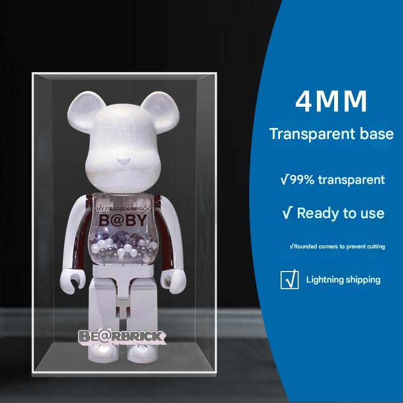 One-Piece Clear Acrylic Display Case for Bearbrick Figures No-Assembly Dustproof Cover