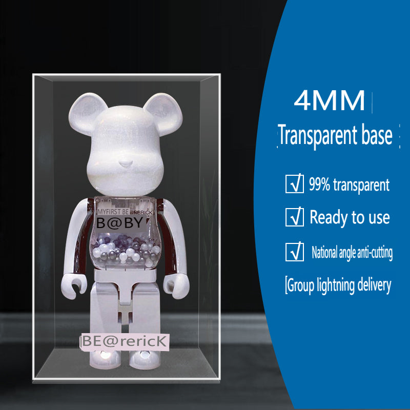 One-Piece Clear Acrylic Display Case for Bearbrick Figures No-Assembly Dustproof Cover