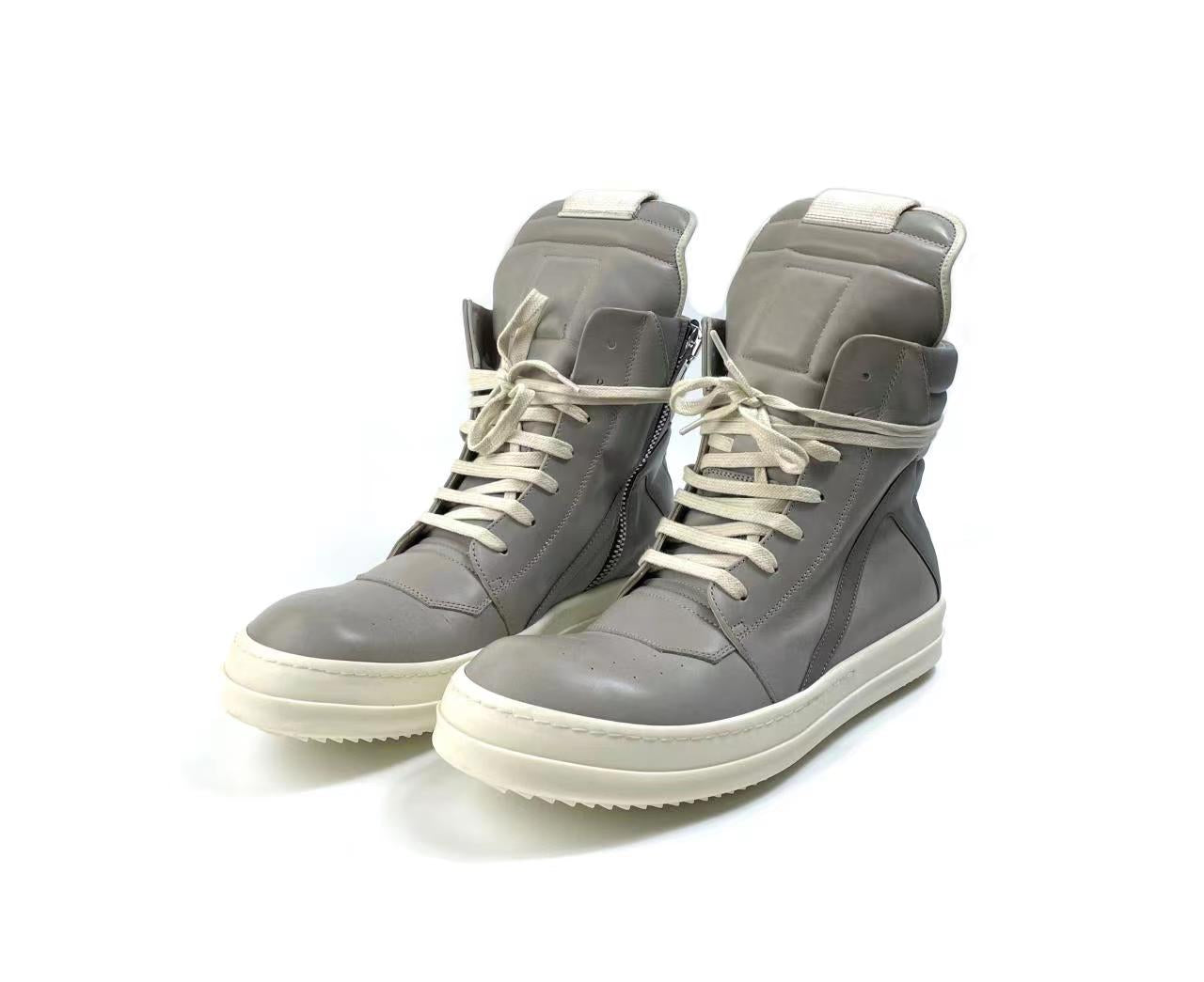 Correct Vers. Rick Owens Wax Surface Satin Sub-line Leather Shoes High/Low Cut