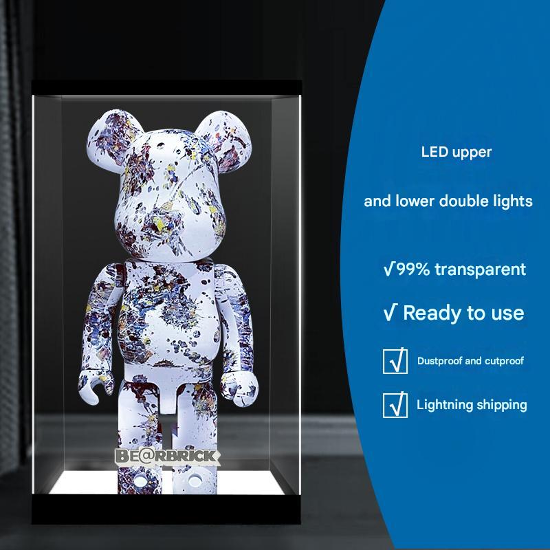 One-Piece Clear Acrylic Display Case for Bearbrick Figures No-Assembly Dustproof Cover