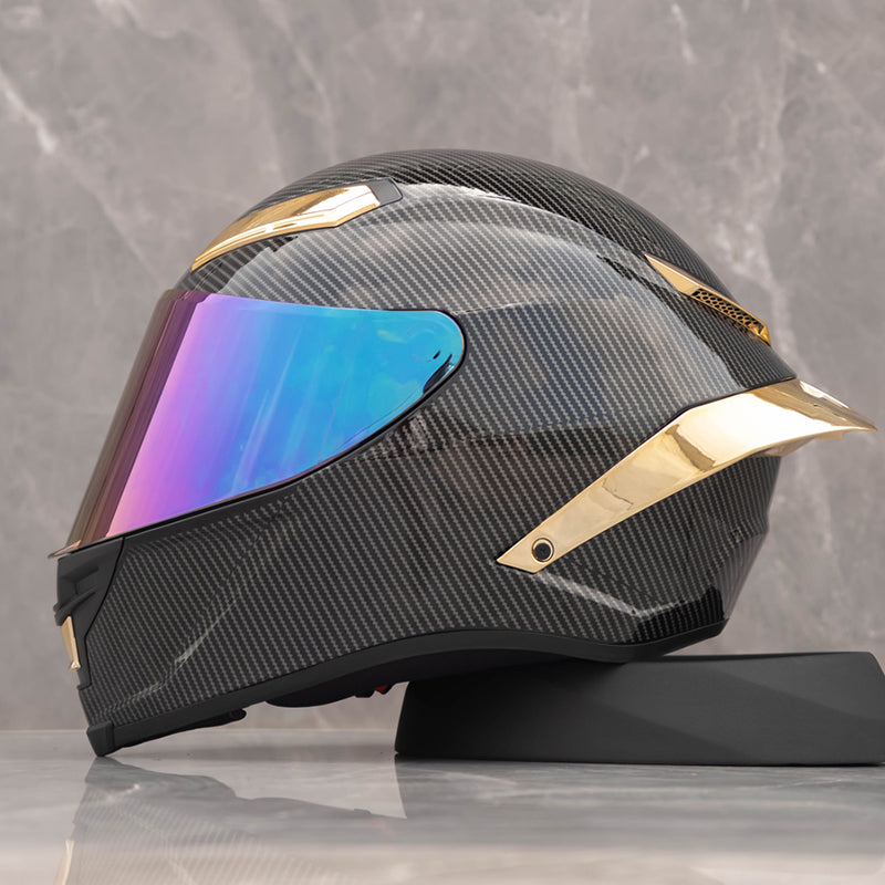 Future Serie / Carbon Fiber Pattern Plated Full Face Helmet Motorcycle All-Season DOT 3C Approve