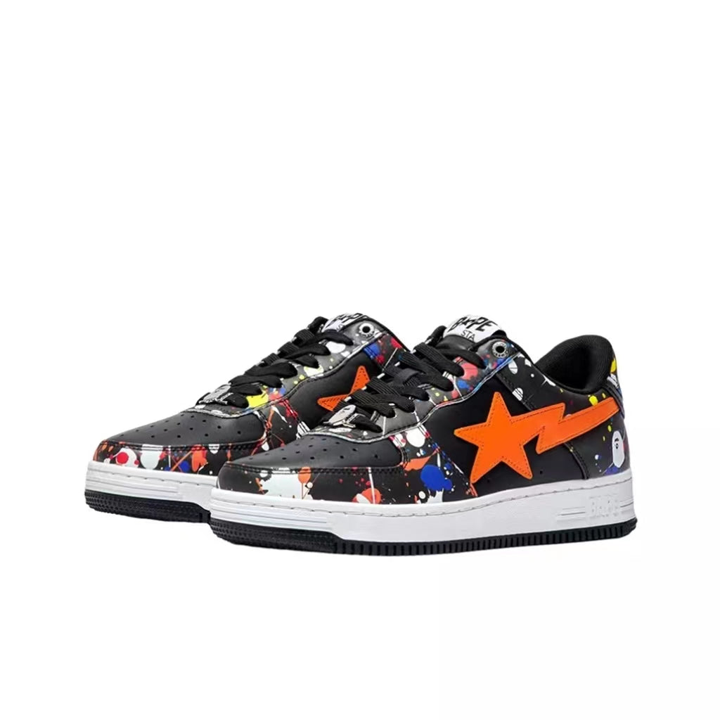 Self-Made BAPESTA Classic Patent Leather Sneaker Low-Top Casual Skateboard Shoes