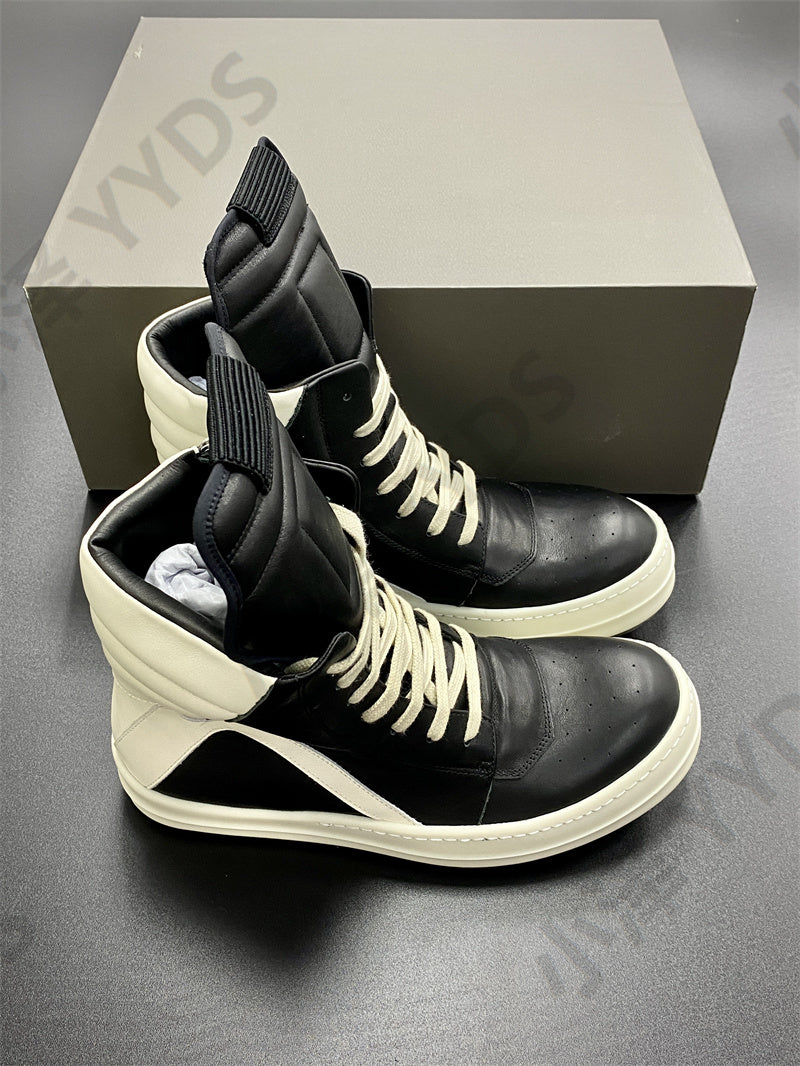 Correct Vers. Rick Owens Wax Surface Satin Sub-line Leather Shoes High/Low Cut