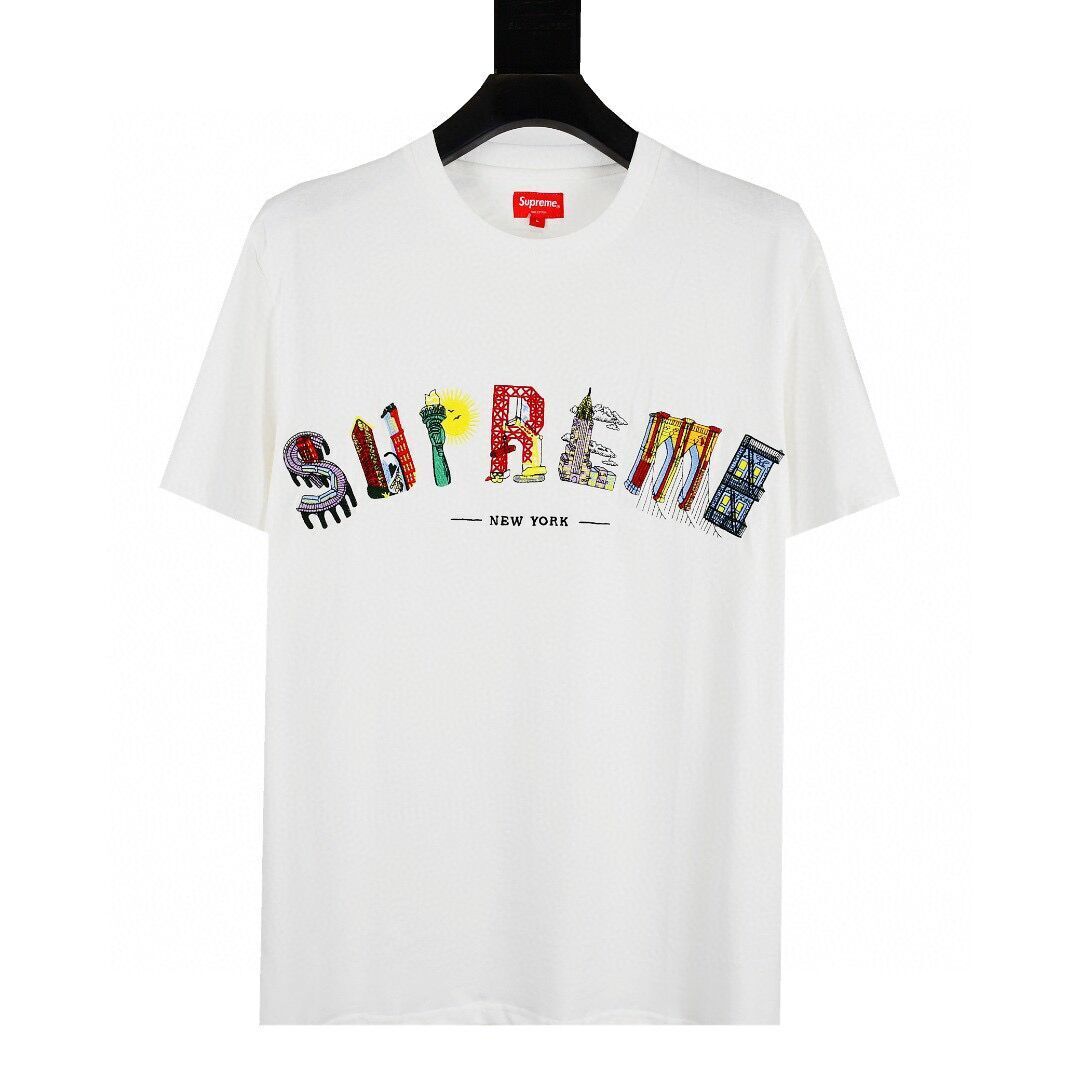 24SS Supreme Short-Sleeve T-shirt Retro Unisex 280g Pure Cotton Small Collar