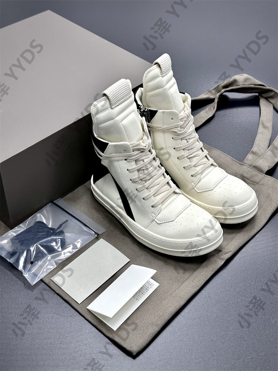 Correct Vers. Rick Owens Wax Surface Satin Sub-line Leather Shoes High/Low Cut