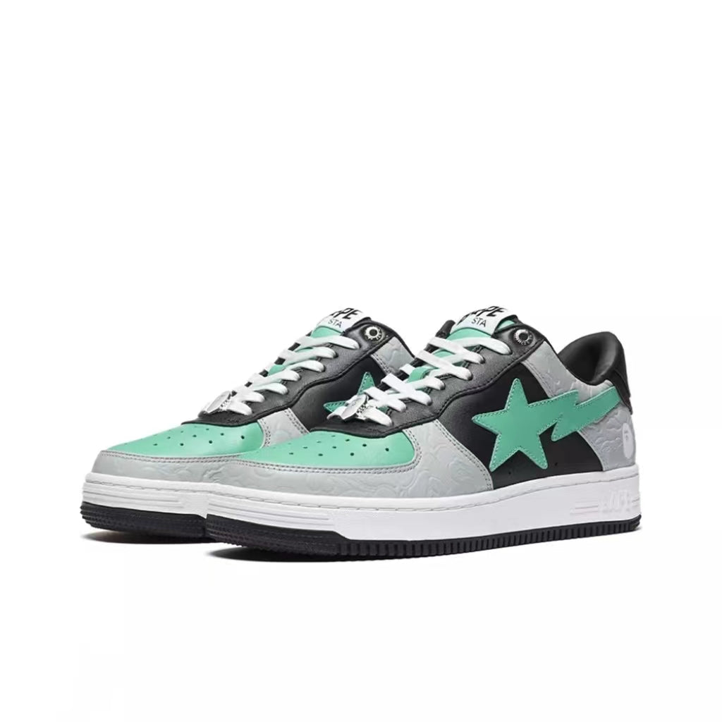 Self-Made BAPESTA Classic Patent Leather Sneaker Low-Top Casual Skateboard Shoes