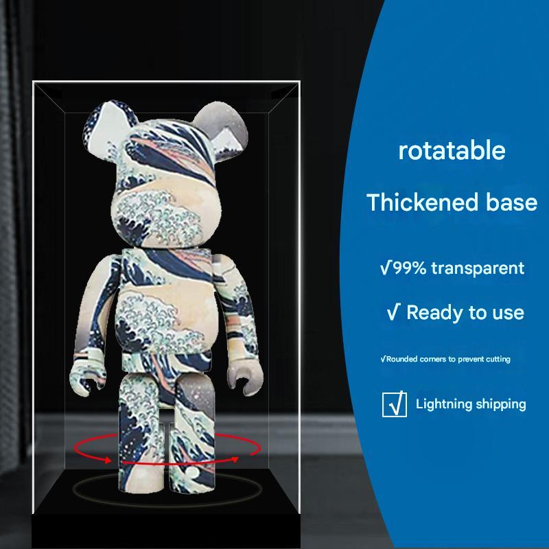 One-Piece Clear Acrylic Display Case for Bearbrick Figures No-Assembly Dustproof Cover