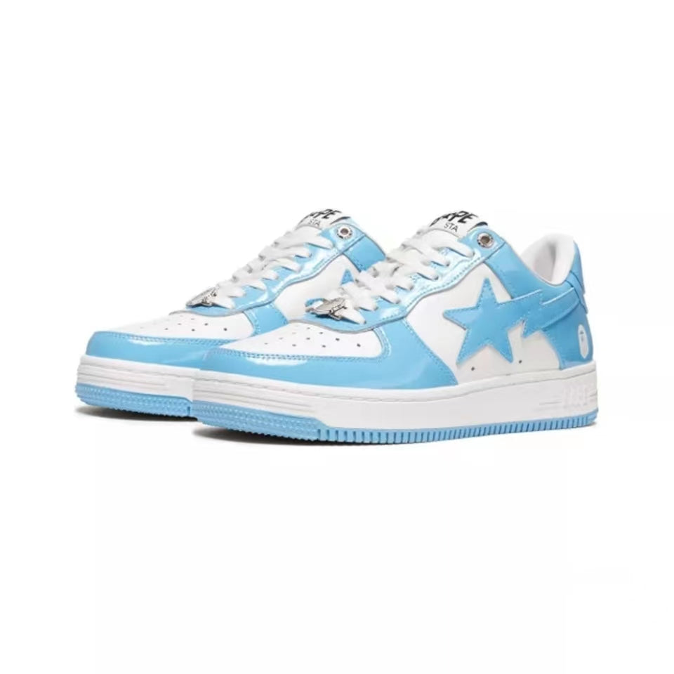 Self-Made BAPESTA Classic Patent Leather Sneaker Low-Top Casual Skateboard Shoes