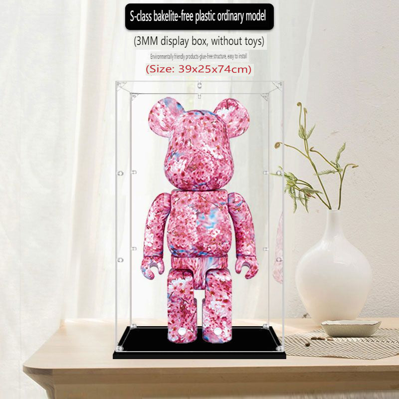 One-Piece Clear Acrylic Display Case for Bearbrick Figures No-Assembly Dustproof Cover