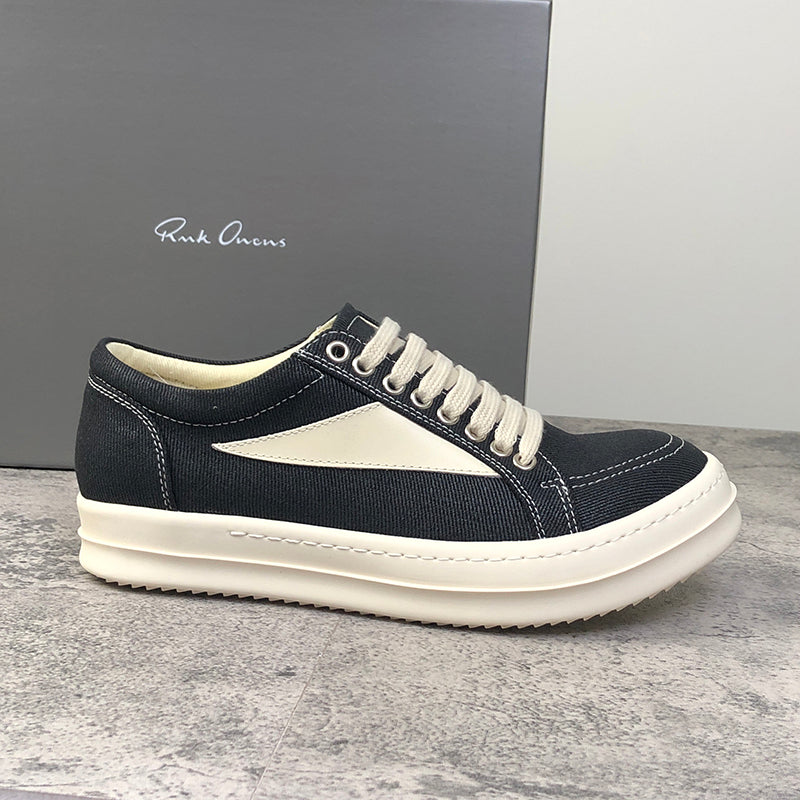 RO 22SS Correct Edition Leather Low-Top Shoes Dark Suede Black Rick Owens