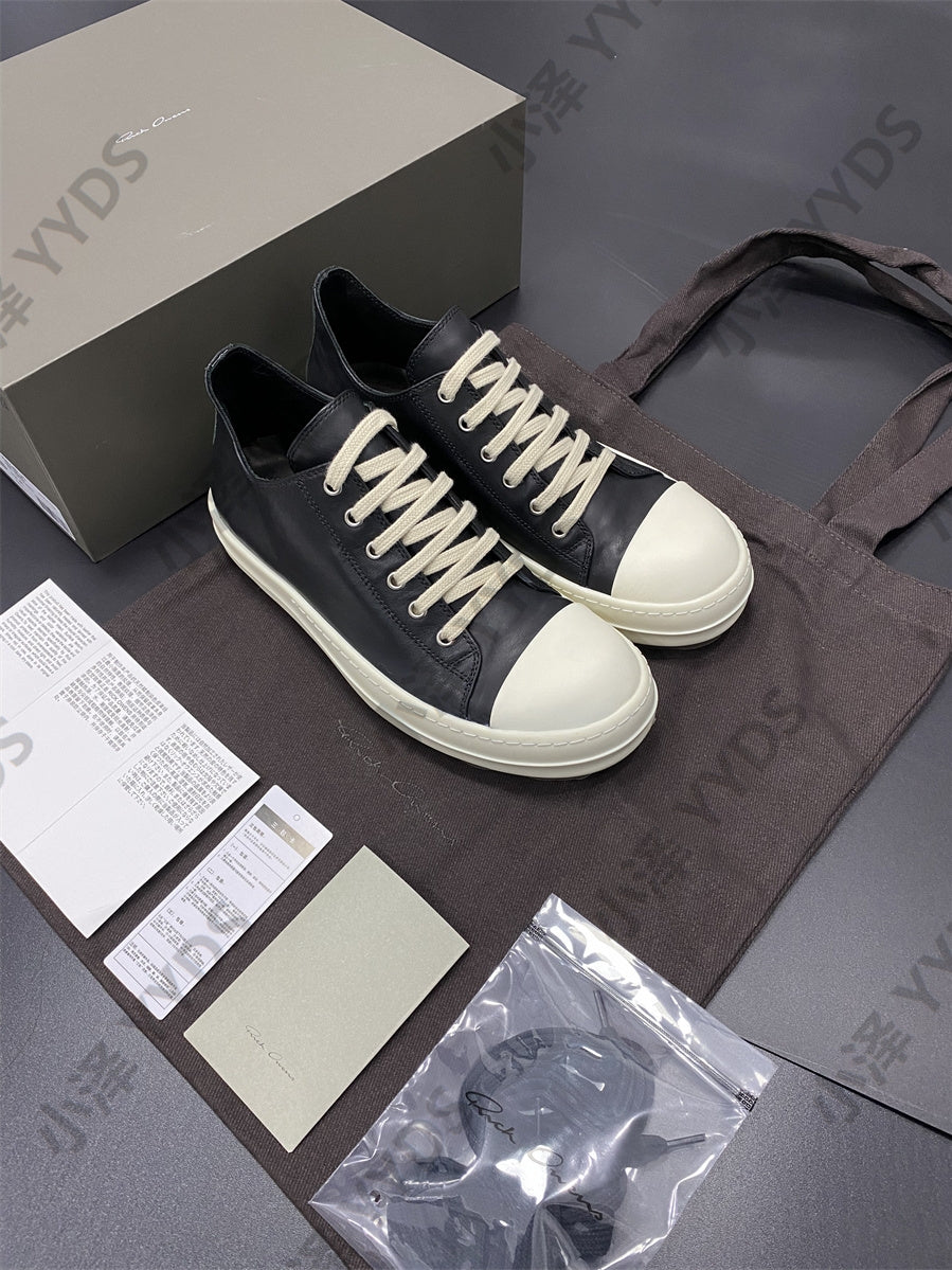 Correct Vers. Rick Owens Wax Surface Satin Sub-line Leather Shoes High/Low Cut