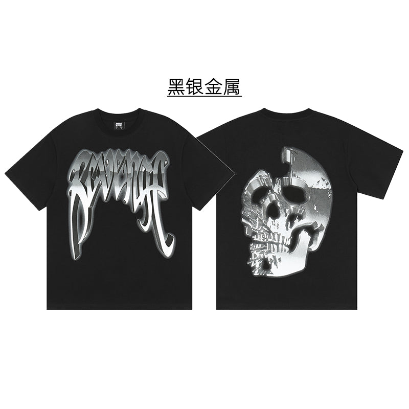 REVENGE Reflective Smoky Skull Dragon Bone Rap XX Streetwear Style Short Sleeve