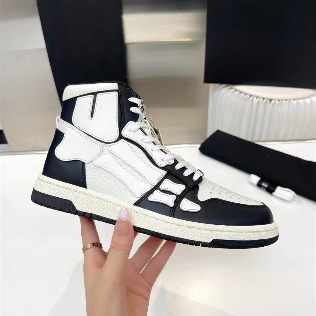 2023SS AMIRI Bone Shoes Lychee Grain Top Layer Cowhide  Low-top Leisure Board Shoes