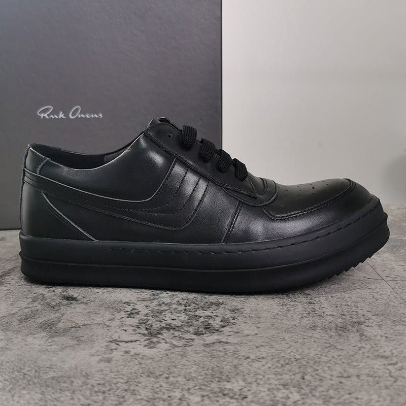 RO 22SS Correct Edition Leather Low-Top Shoes Dark Suede Black Rick Owens