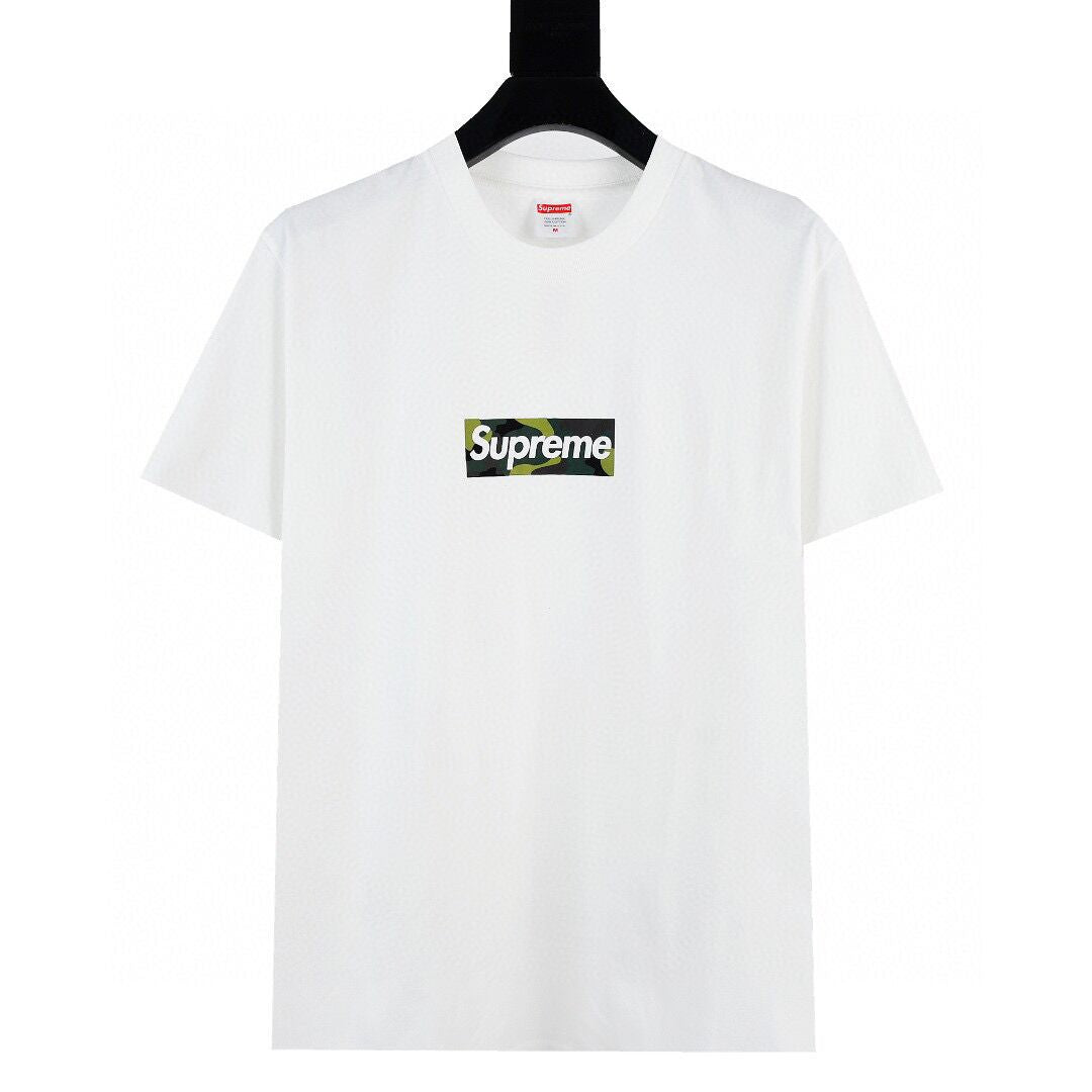 24SS Supreme Short-Sleeve T-shirt Retro Unisex 280g Pure Cotton Small Collar