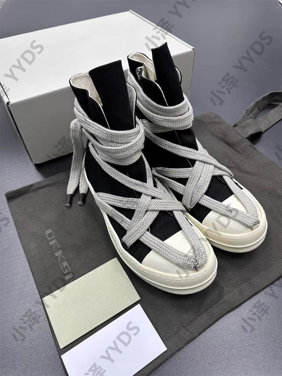 Correct Vers. Rick Owens Wax Surface Satin Sub-line Leather Shoes High/Low Cut