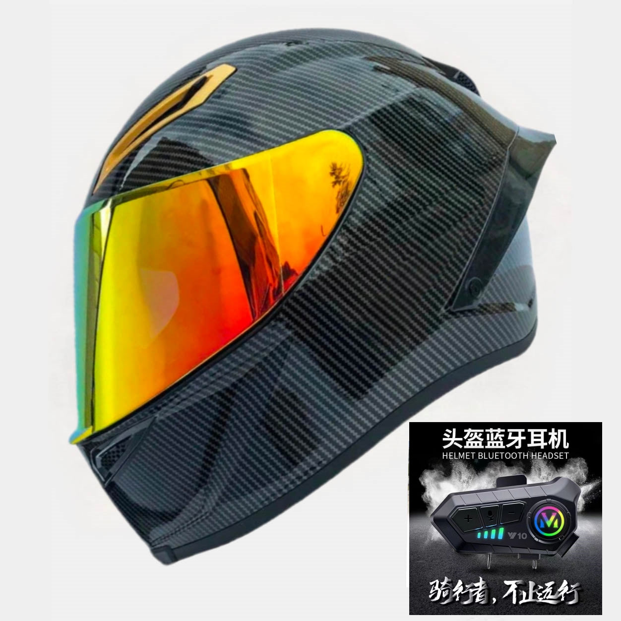 Future Serie / Carbon Fiber Pattern Plated Full Face Helmet Motorcycle All-Season DOT 3C Approve