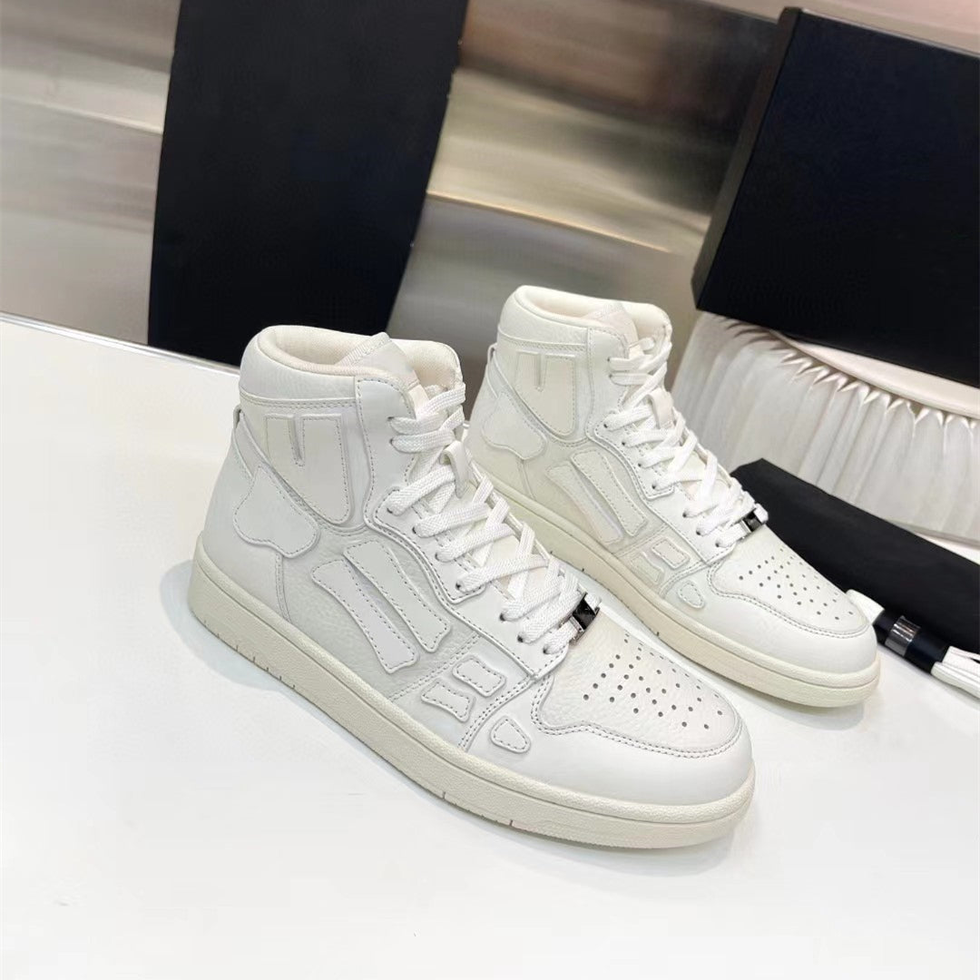 2023SS AMIRI Bone Shoes Lychee Grain Top Layer Cowhide  Low-top Leisure Board Shoes