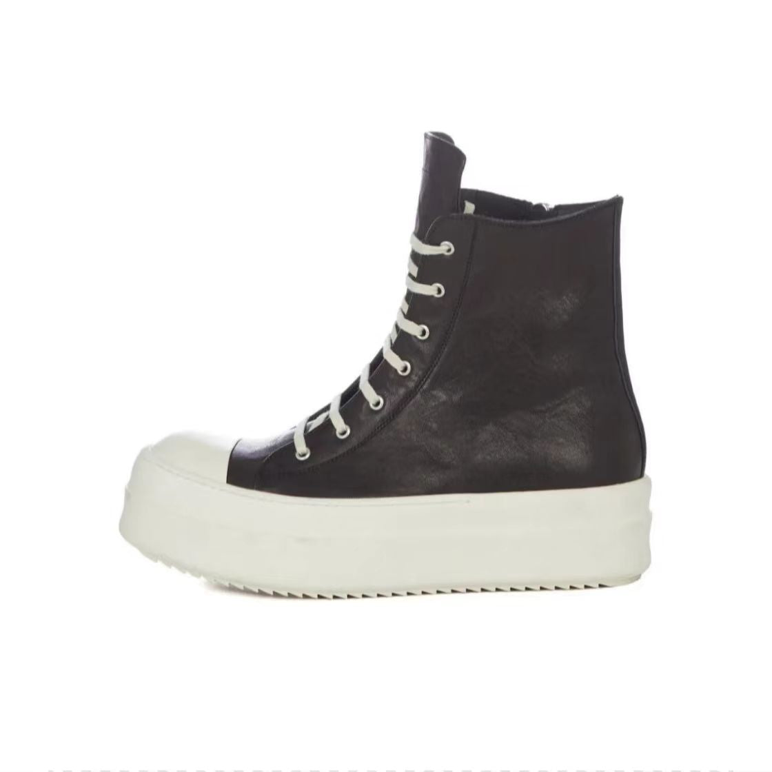 Correct Vers. Rick Owens Wax Surface Satin Sub-line Leather Shoes High/Low Cut