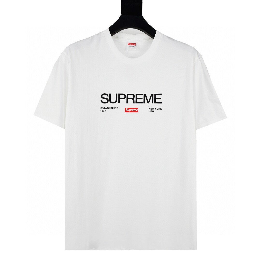 24SS Supreme Short-Sleeve T-shirt Retro Unisex 280g Pure Cotton Small Collar