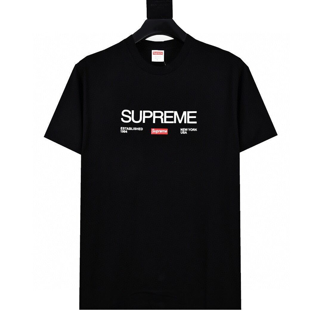 24SS Supreme Short-Sleeve T-shirt Retro Unisex 280g Pure Cotton Small Collar