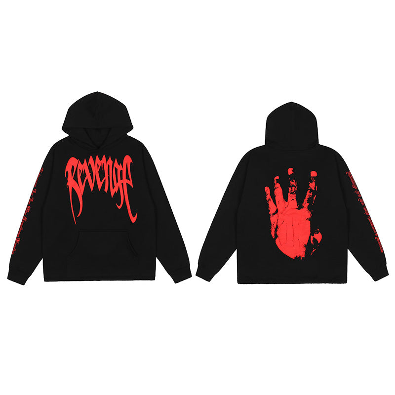 Revenge Embroidered XXX Dragon Bone Halloween Smoky Graffiti High-Street Hoodie