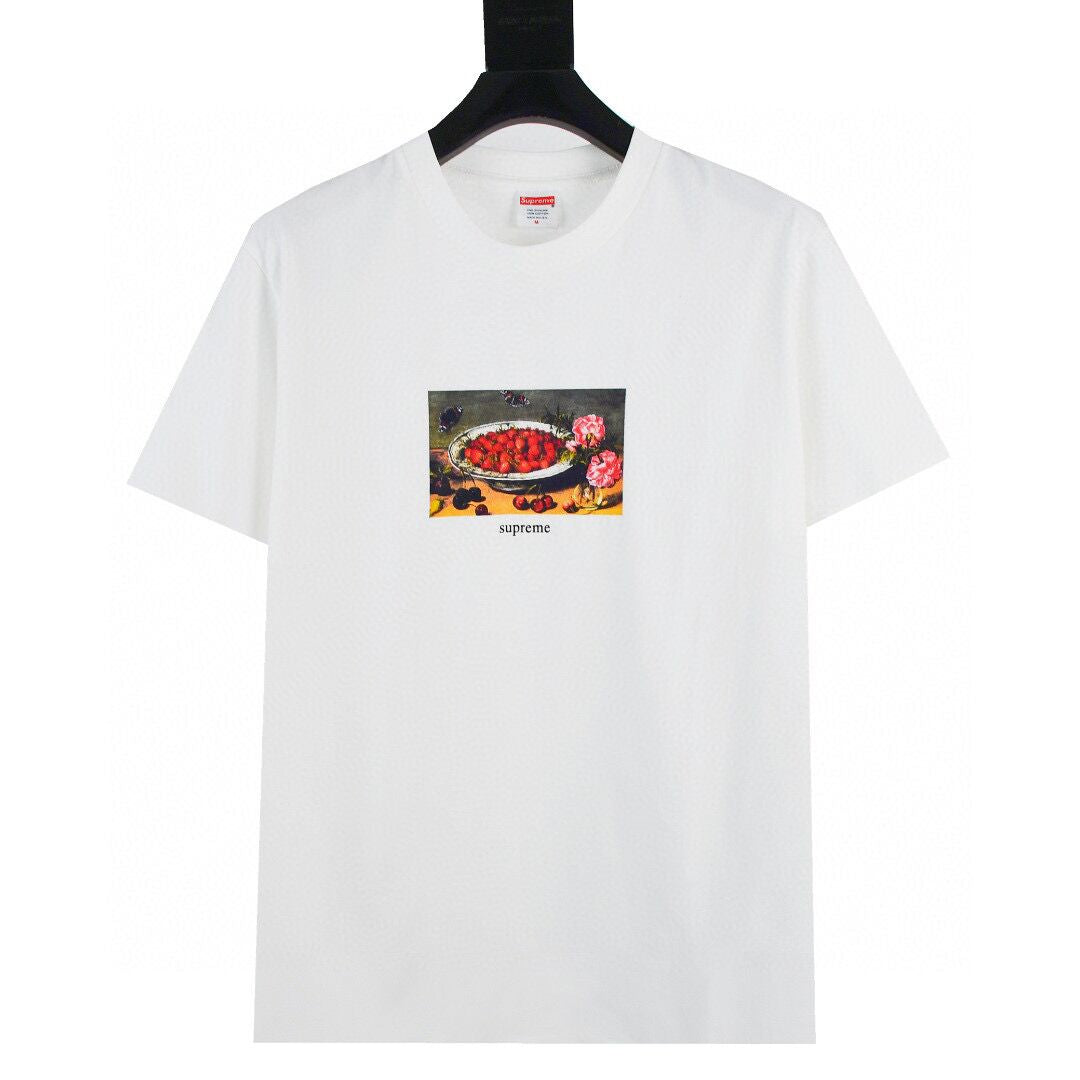 24SS Supreme Short-Sleeve T-shirt Retro Unisex 280g Pure Cotton Small Collar