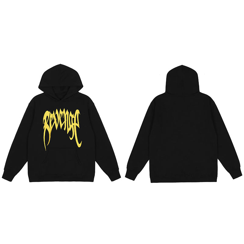 Revenge Embroidered XXX Dragon Bone Halloween Smoky Graffiti High-Street Hoodie