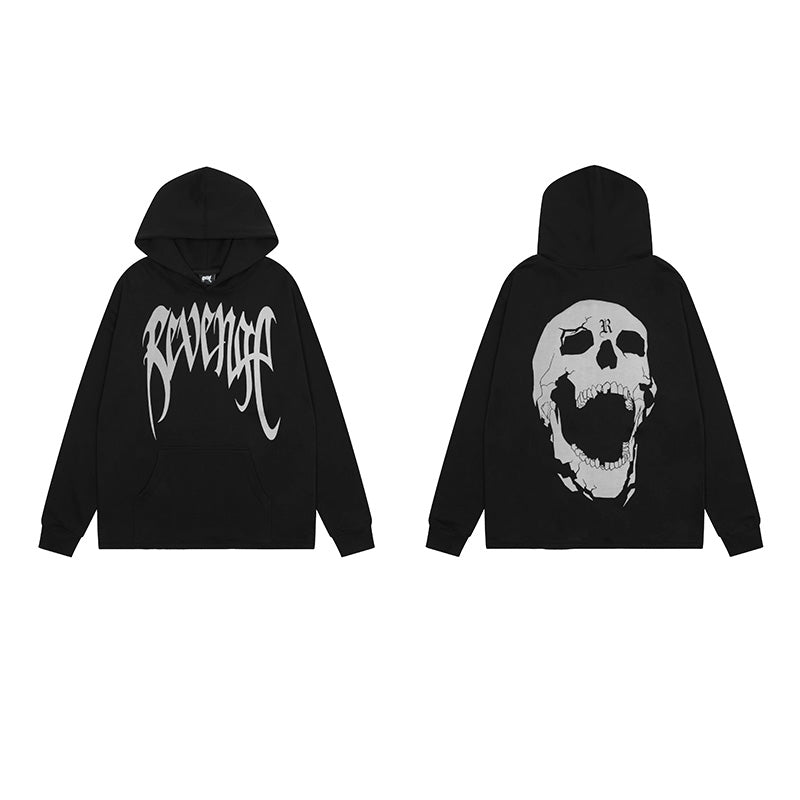 Revenge Embroidered XXX Dragon Bone Halloween Smoky Graffiti High-Street Hoodie