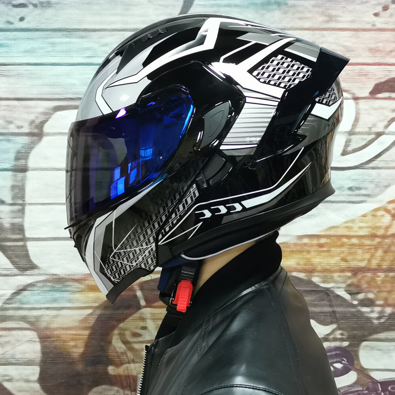 Kingdom 3C DOT Full Face Dual Visors Flip-up Unisex Bluetooth Motorcycle Helmet