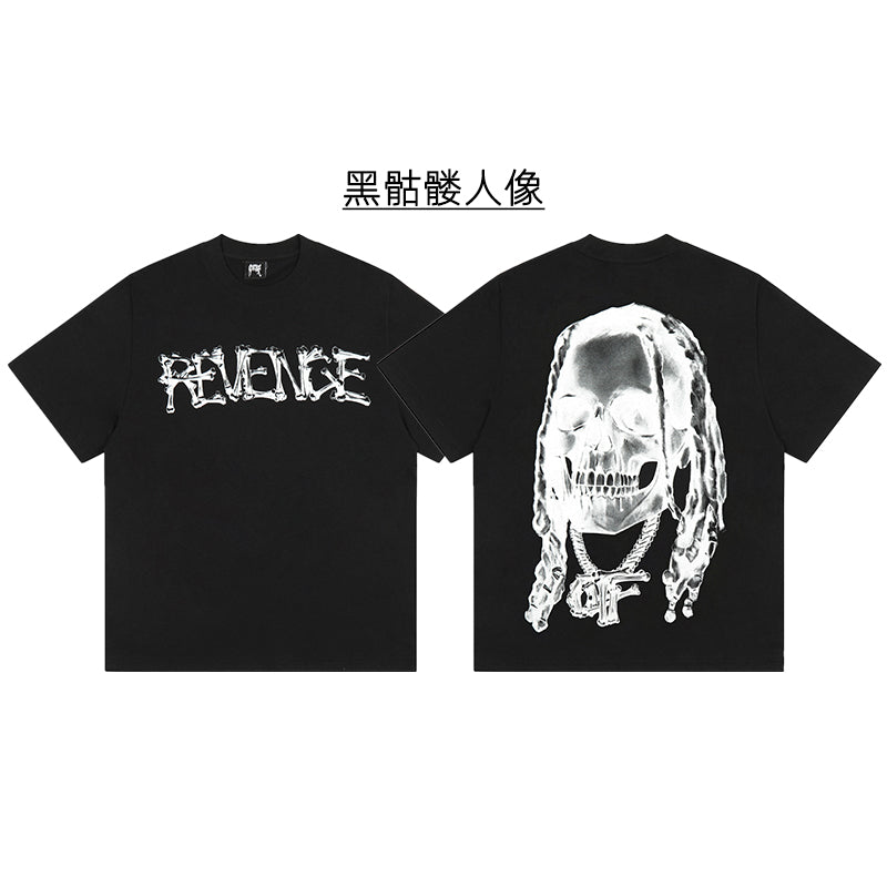 REVENGE Reflective Smoky Skull Dragon Bone Rap XX Streetwear Style Short Sleeve