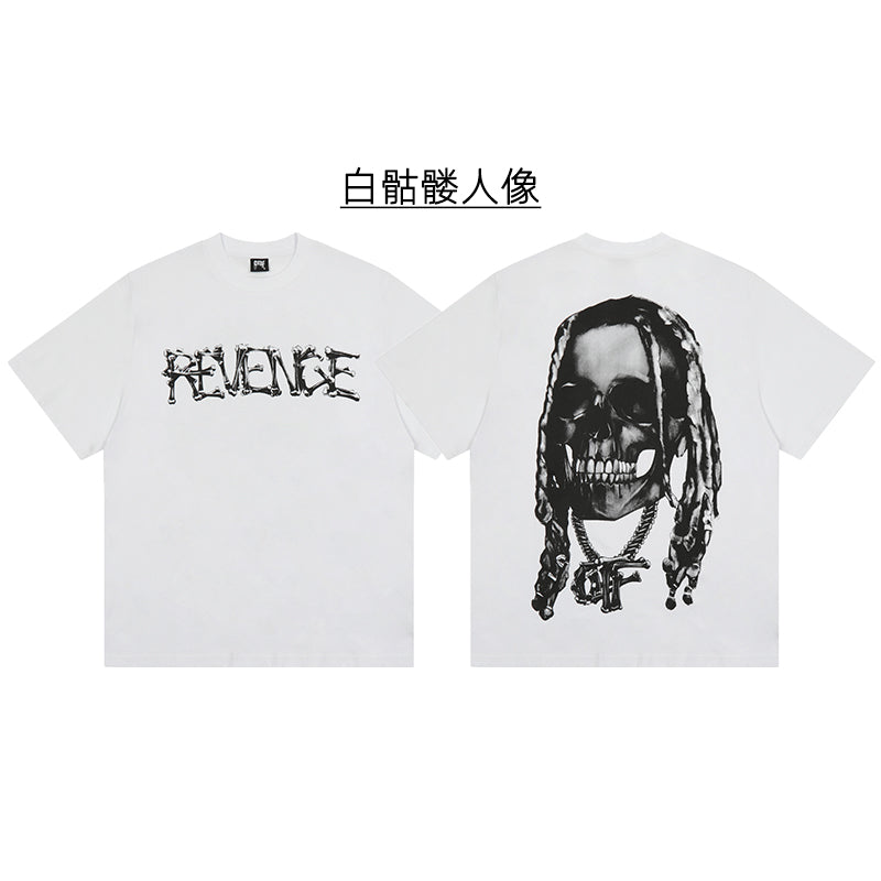 REVENGE Reflective Smoky Skull Dragon Bone Rap XX Streetwear Style Short Sleeve