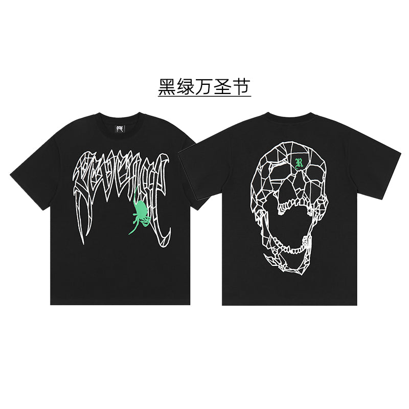 REVENGE Reflective Smoky Skull Dragon Bone Rap XX Streetwear Style Short Sleeve