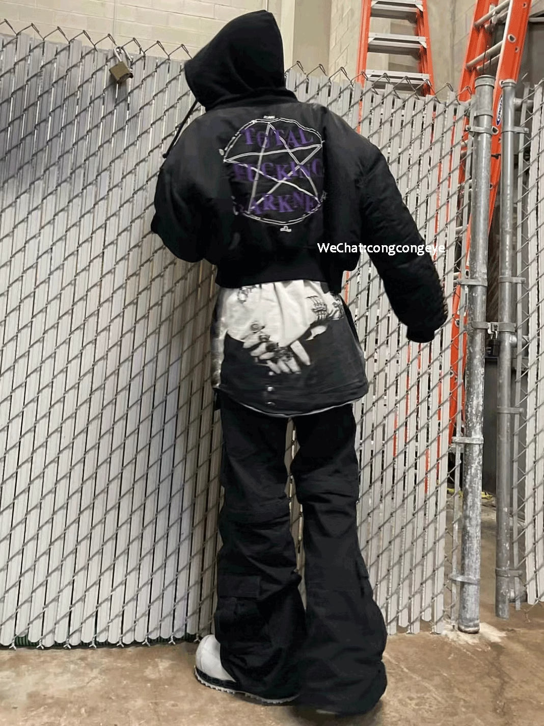 Self-Made VETEMENTS Embroidered Pentagram Magic Array Bomber Hooded Loose Jacket