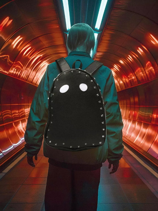 Fun & Cool Punk Studded Ghost PU Leather Backpack - Imp Halloween Edition